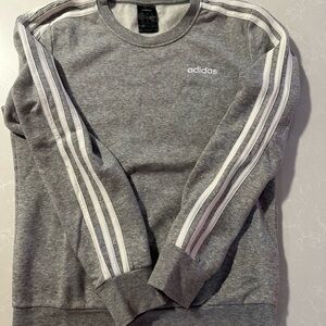 Adidas Heather Gray Crewneck with White Stripes